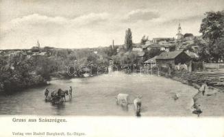Szászrégen, Sächisch-Regen; Maros-part, kiadja Rudolf Burghardt / creek