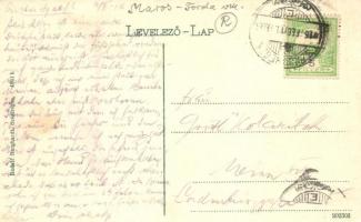 Szászrégen, Evangélikus templom és iskola, Rudolg Burghardt kiadása / church and school