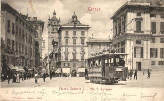 Genova, Piazza Umberto I., Via San Lorenzo / street, tram (Rb)