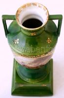 Díszváza, matricás, jelzés nélkül, festék hibákkal, restaurált, m:24 cm