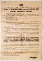 1939 Hirdetmény:  Iparosok és kereskedők bejelentési kötelezettsége a zsidók közéleti és gazdasági térfoglalásának korlátozásáról szóló törvényes rendelkezések értelmében, 91x62cm