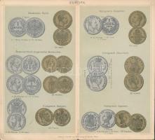 "Europa" 3db klf éremtábla a "Kartogr. Anstalt von G. Freytag&Berndt, Wien" kiadásában, használt állapotban