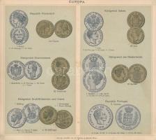 "Europa" 3db klf éremtábla a "Kartogr. Anstalt von G. Freytag&Berndt, Wien" ...