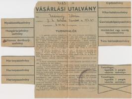 1940. "Vásárlási utalvány" cserkész ruházati cikkekre, szelvényekkel T:III