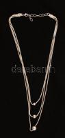 Ezüst(Ag) háromsoros golyós díszítésű nyaklánc, jelzett, h: 40 cm, nettó: 23,5 g