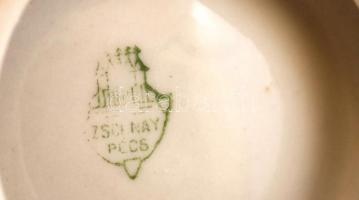 Zsolnay porcelán fedeles patika tégely, hibátlan, jelzett, d: 6 cm, m: 3 cm