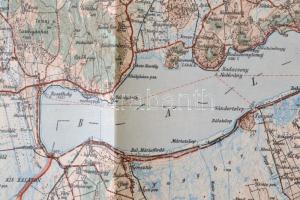 1929 A Balaton tágabb környékének térképe, 1:200.000, M. Kir. Állami Térképészet, 49x61cm