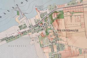 1929 Balatonboglár, Magyar Fürdőtérképek 12. M. KIr. Állami Térképészet, 33x38cm