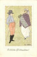 1913 Fröhliche Weihnachten / Christmas, Wiener art postcard B.K.W.I. 3091-1 s: Mitzi Marbach