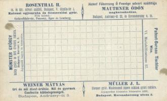 Hirdetményes levelezőlap; Rosenthal H. katonai egyenruha és felszerelés gyár, Mathner Ödön, Münster ...