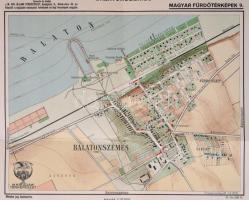 1929 Balatonszemes, Magyar Fürdőtérképek 6. M. Kir. Állami Térképészet, 32x29cm