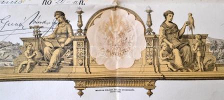 1910 Végbizonyítvány Budapesti Magyar Királyi Állami Felső Ipariskola vegyészeti szakosztály, hajtog...