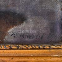 Reinprecht jelzéssel: Téli erdő, olaj, vászon, antik sérült fakeretben, 50x68 cm