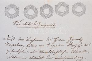 1851 Teljes pesti okmány 5 x 6kr szignettával / Document from Pest with 5 x 6kr signet
