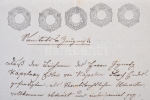 1851 Teljes pesti okmány 5 x 6kr szignettával / Document from Pest with 5 x 6kr signet