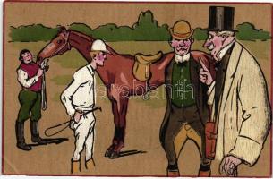 Horse racer, gentlemen, hand-painted art postcards (EK)