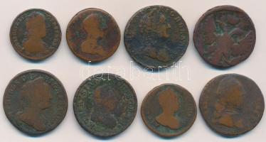 Vegyes: Ausztria 1760-1780. 1kr Cu (4x) + 1772-1776. 1/2kr Cu (3x) + Oroszország 1748. 1d Cu T:3 patina Mixed: Austria 1760-1780. 1 Kreuzer (4x) + 1772-1776. 1/2 Kreuzer (3x) + Russia 1748. 1 Denga Cu C:F patina Krause KM#1993, KM#1995, KM#1987, KM#2052, KM#188