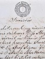 1853 Gróf Zigrai Fülöpné haszonbérleti szerződése ZEHN GULDEN szignettás okmányon Székesfehérvár / Document with 10G signet