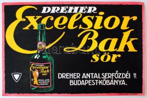 cca 1930 Dreher Excelsior Bak sör, Dreher Antal serfőzdéi Rt. plakát, restaurált, 32x49cm