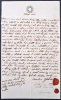 1851 Kötelező-levél Tengelicen ZWOELF GULDEN szignettával / Document with ZWOELF GULDEN signet