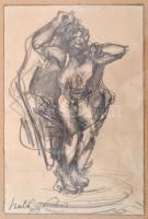 Szabó(?) jelzéssel: Alak, ceruza, papír, üvegezett fa keretben, 23×15,5 cm