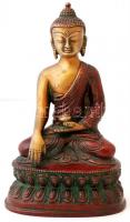 Gyógyító Buddha, patinázott bronz figura, m: 17 cm