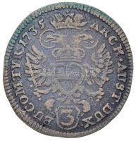 Ausztria 1735. 3kr Ag "VI. Károly" (1,5g) T:2- / 
Austria 1735. 3 Kreuzer Ag "Karl V...