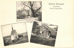 Brogyán, Brodzany; Kastély, vadászlak, templom / castle, hunting shelter, church