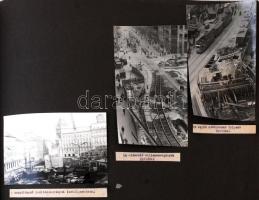cca 1963 2-es metró építésének és az Erzsébet híd építésének fényképes dokumentációja, feliratozott ...