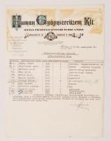 1946 Human Gyógyszerüzem Kft. fejléces levele élelmiszerpótjegy igényléssel kapcsolatban, 30x22cm