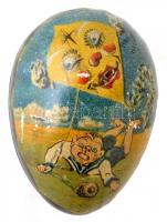 cca 1890 Fém gyermekjáték tojás. Festett fém, / cca 1890 Children toy painted metal egg. 8 cm