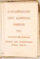 1912 Abbazia, Cafe Quareno szecessziós táncrend. Egészvászon, aranyozott díszítéssel / 1912 Abbazia ...