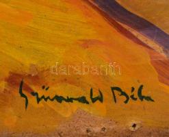 Grünwald jelzéssel: Házak a völgyben. Olaj, farost, 53×50 cm