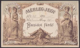 cca 1890 Buziásfürdő mérlegjegy. Litografált nyomtatvány képpel és a fürdő képével / cca 1890 Litho scales-ticket with the image of the spa