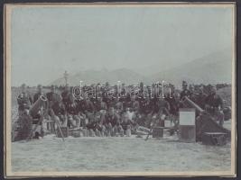 1909 Mostar, Tüzéregység tablófotója. / 1909 Mostar photo of artillery soldiers 24x18 cm