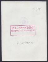 1940 Kalotaszegi népviselet. E. L. Szendrő fotója. Hátoldalon kézírással és pecséttel jelezve. 17x23...