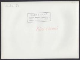 Vadas Ernő (1899-1962): A volóci (Kárpátalja) vasútállomás beérkező vonattal. Pecséttel és kézírássa...