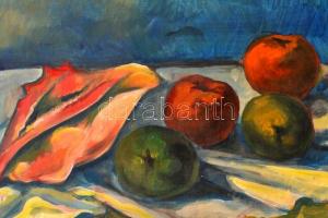 Perlrott jelzéssel: Csendélet almákkal. Olaj, vászon, keretben 37×54 cm