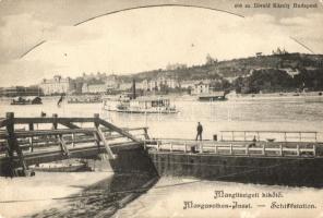 Budapest XIII. Margitsziget, Kikötő, gőzhajó, kiadja Divald Károly (EK)