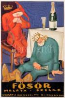 Hetényi Tibor (1891-1977) Fősör reklámterv. Akvarell, papír, / Beer commercial essay 13x19 cm