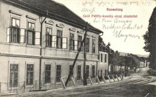 Szomolány, Smolenice; Gróf Pálffy kastély utcai részlet, kiadja Müller J. / street