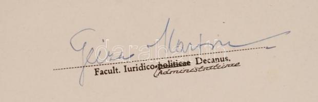 1949 Pázmány Péter Tudomány Egyetem által kiadott, jogi doktori diploma dr. Cziriák Zoltán részére, ...