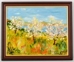 Uxta Antal(1948-): Virágzás. Olaj, farost, fa keretben, jelzett, 34x41 cm