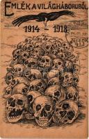 1914-1918 Emlék a világháborúból, koponyák / WWI military art postcard, skulls (fa)