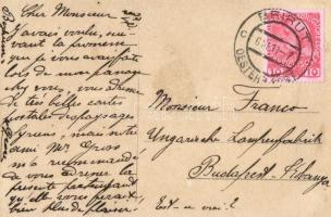 Budapest XI. Hunyadi János keserűvíz palackozó üzem részletek, szecessziós reklám képeslap / Art Nou...