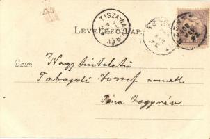 Szentes, Mozaik képeslap zsinagógával; kiadja Untermüller Ernő