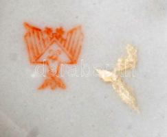 Német porcelán Piroska és a farkas figura, kézzel festett, jelzett, hibátlan, m: 15 cm