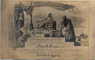 1906 A budapesti Kőbányai függetlenségi 48-as kör Kossuth Ferencnek tiszteletbeli tagságot adományozó oklevele képeslapon / Hungarian patriotic societys honorary membership certificate