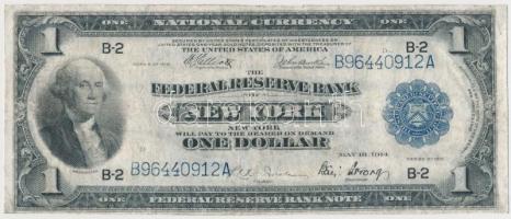 Amerikai Egyesült Államok 1918. 1$ National Currency - New York T:III restaurált USA 1918. 1 Dollar National Currency - New York C:F restoration Krause 371
