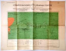 1895 Gesell Sándor: A körmöczi bányavidék földtani viszonyai bányaigeologiai szempontból, a tellérek vonulataival mérete: 93x71 cm. Jó állapotban. Hozzá jelmagyarázat és a mappa borítója / Map of Kremnitz mine tellers